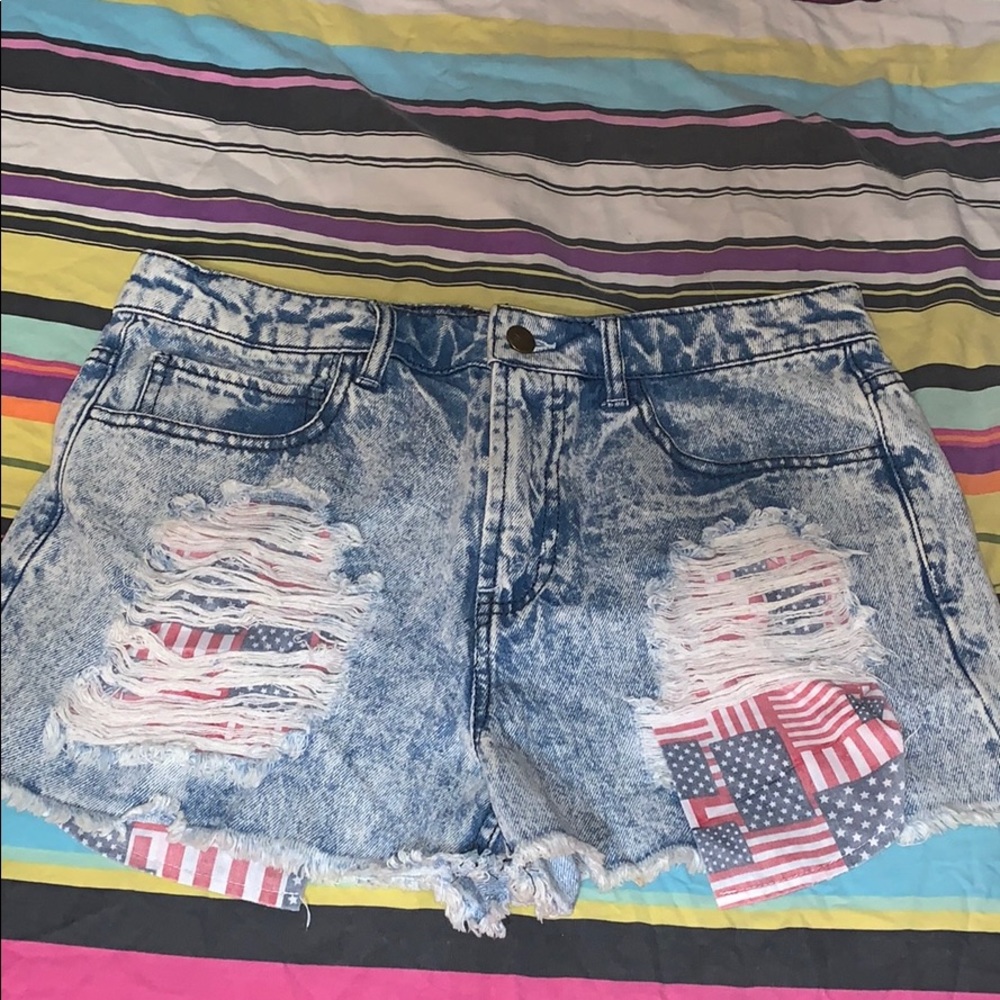 Forever 21 Fourth of July denim distress shorts